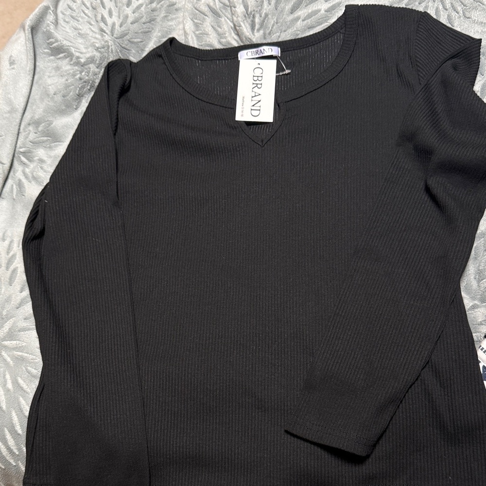 CBRAND Black Ribbed Women's Top